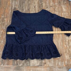 LOFT Deep Blue Lace Top